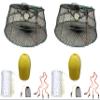 2-Pack of KUFA Sports Tower Style Prawn Trap(Stretched Mesh Size:1-1/8") with 400' Rope, Yellow Float, Bait Bag & Harness Combo ((CT76+PBS3+HA2) X2) view 1