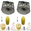 2-Pack of KUFA Sports Tower Style Prawn Trap(Stretched Mesh Size:1-1/8") with 400' Rope, Yellow Float, Bait Bag & Harness Combo ((CT76+PBP1+HA2) X2) view 1