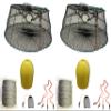2-Pack of KUFA Sports Tower Style Prawn Trap(Stretched Mesh Size:1-1/8") with 400' Rope, Yellow Float, Bait Bag & Harness Combo ((CT76+PBQ1+HA2) X2) view 1