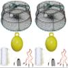 2-Pack of KUFA Sports Vinyl Coated Prawn Trap(Stretched Mesh Size:1-1/8") with 400' Rope, Yellow Float, Bait Bag & Harness Combo ((CT78+PBS5+HA2) X2) view 1