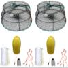 2-Pack of KUFA Sports Vinyl Coated Prawn Trap(Stretched Mesh Size:1-1/8") with 400' Rope, Yellow Float, Bait Bag & Harness Combo ((CT78+PBM1+HA2) X2) view 1