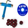 SKATE GURU Outdoor Quad Roller Wheels 78A Bundle Atom Pulse Glitter 65x37 Glitter Blue + Bearings ABEC9 Durable + Tool / 2 Packs - 8 Wheels view 1