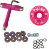 SKATE GURU Outdoor Quad Roller Wheels 78A Bundle Atom Pulse Lite 62x33 Pink + Bearings ABEC11 Titanium + Tool / 2 Packs - 8 Wheels view 1