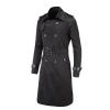 Maiyifu-GJ Men's Double Breasted Trench Coat Stylish Slim Fit Mid Long Belted Windbreaker Lapel Military Jacket with Belt (Black,X-Large) view 1