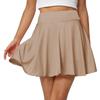 Afibi Women's Casual Basic Versatile Flared Pleated Mini Skater Skirt with Shorts (Small, Khaki) view 2
