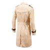 Maiyifu-GJ Men's Double Breasted Trench Coat Stylish Slim Fit Mid Long Belted Windbreaker Lapel Military Jacket with Belt (Khaki,XX-Large) view 2