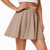 Afibi Women's Casual Basic Versatile Flared Pleated Mini Skater Skirt with Shorts (X-Large, Khaki) view 3