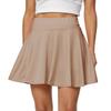 Afibi Women's Casual Basic Versatile Flared Pleated Mini Skater Skirt with Shorts (Large, Khaki) view 4