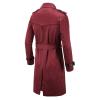 Maiyifu-GJ Men's Double Breasted Trench Coat Stylish Slim Fit Mid Long Belted Windbreaker Lapel Military Jacket with Belt (Red,3X-Large) view 2