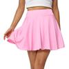 Afibi Women's Casual Basic Versatile Flared Pleated Mini Skater Skirt with Shorts (XX-Large, Pink) view 2