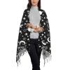 Bagea-Ka Black White Moon and Star Pattern Scarf Long Shawl Wraps Pashmina for Women Girls with Tassels Soft Warm Cozy view 1