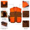 BASSDASH Upland Game Field Water-Resistant Bird Hunting Vest with Multi Pockets Brown/Orange Men Women FV11 view 4