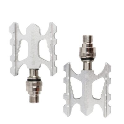 HAIBING for Fnhon Bicycle Folding Quick Pedal Ultra Light CNC Aluminum Alloy MTB Road Bike Non Slip Replacement Upgrade Accessories (Color : Silver)