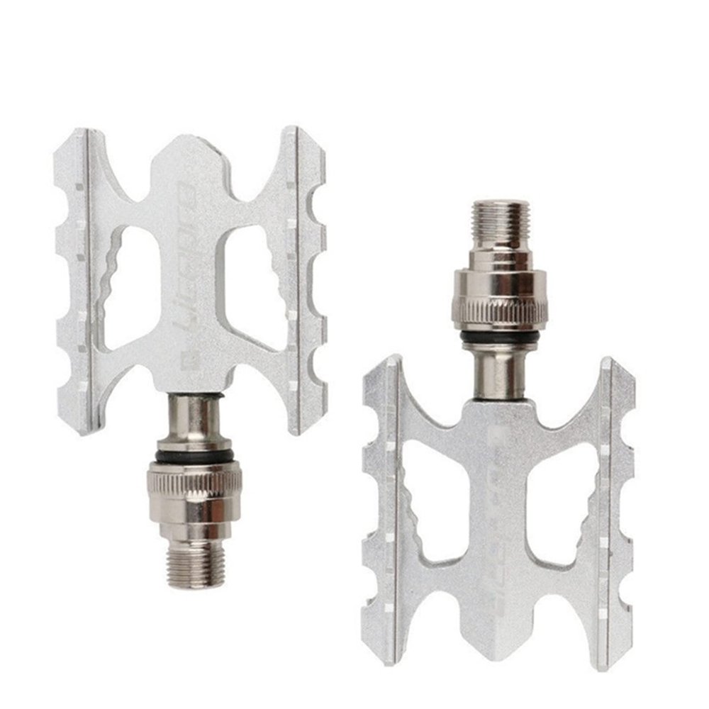 HAIBING for Fnhon Bicycle Folding Quick Pedal Ultra Light CNC Aluminum Alloy MTB Road Bike Non Slip Replacement Upgrade Accessories (Color : Silver)
