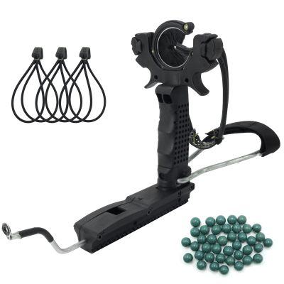 Hunting Folding Slingshot with Wrist Rocket Multi-Functional Slingshot with 1 Arrow Brush, 3 Rubber Bands and 50 Clay Ammo Balls