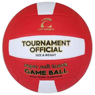 Epic Gold Series Tournament Official Game Red/White Volleyball (24-Colors Available) Official Size