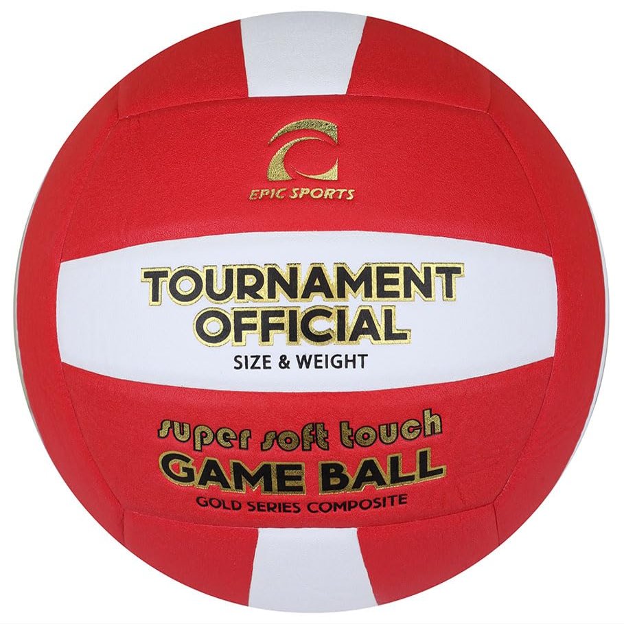 Epic Gold Series Tournament Official Game Red/White Volleyball (24-Colors Available) Official Size