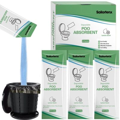 15 PACK Poo Absorbent for Portable Toilet, Camping Toilet Chemicals, Eco Degradable Absorbent Gel Liquid Waste Gelling and Deodorizing Absorbent Emergency Toilet Waste Treatment