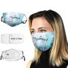 VeJerKK Underwater Fashion Face Mask With Filter Pocket,Wild Sharks and Plants,Washable Face Bandanas Balaclava Reusable Fabric Mask For Men Women,Blue Purple view 1