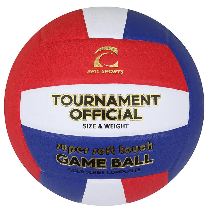 Epic Gold Series Tournament Official Game Red/White/Blue Volleyball (24-Colors Available) Official Size