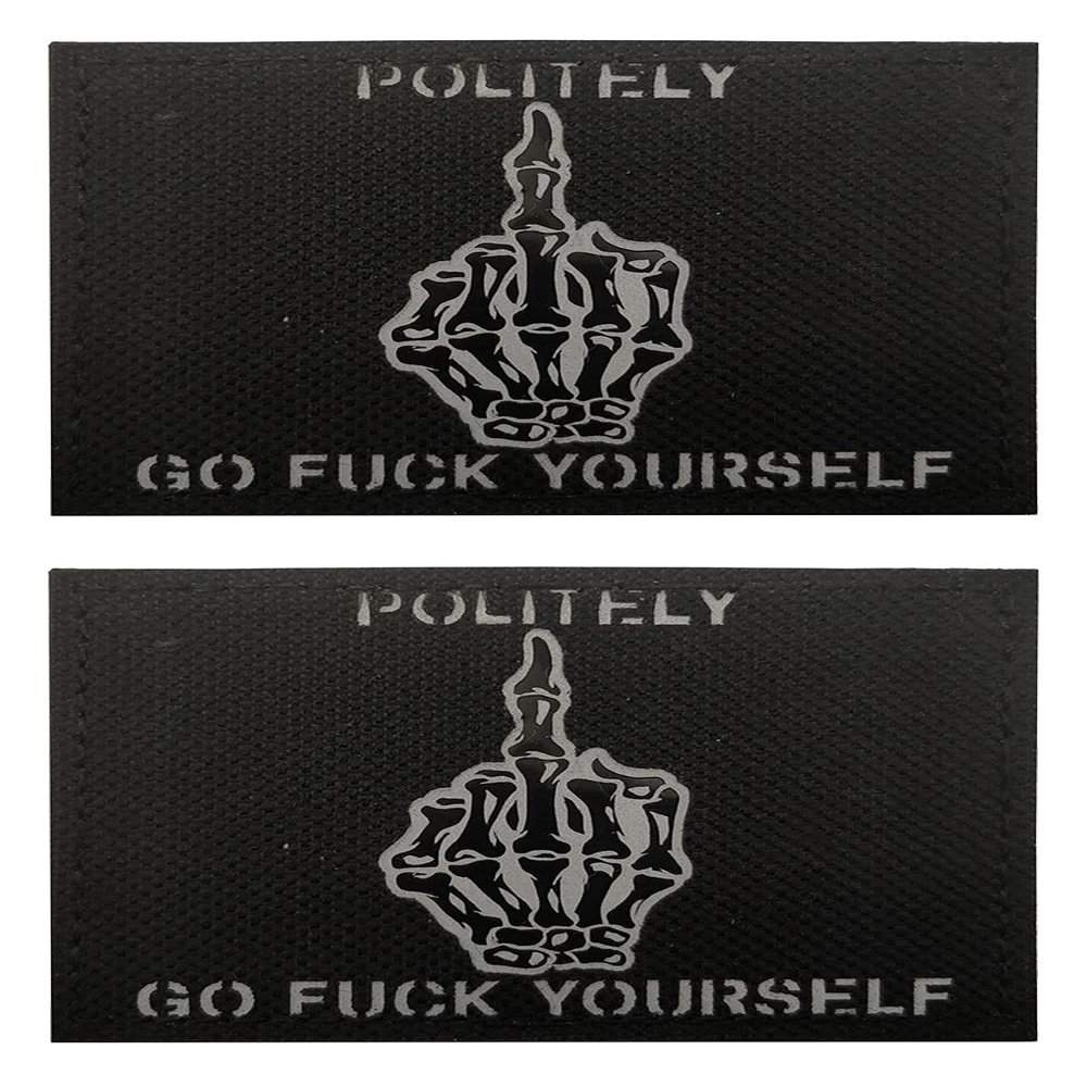 2 PCS AliPlus Skull Finger Patches Luminous Glow in The Dark Halloween Patch Laser Cut Tactical Morale Patch Hook and Loop(Finger 02)