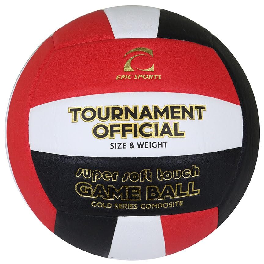 Epic Gold Series Tournament Official Game Red/White/Black Volleyball (24-Colors Available) Official Size