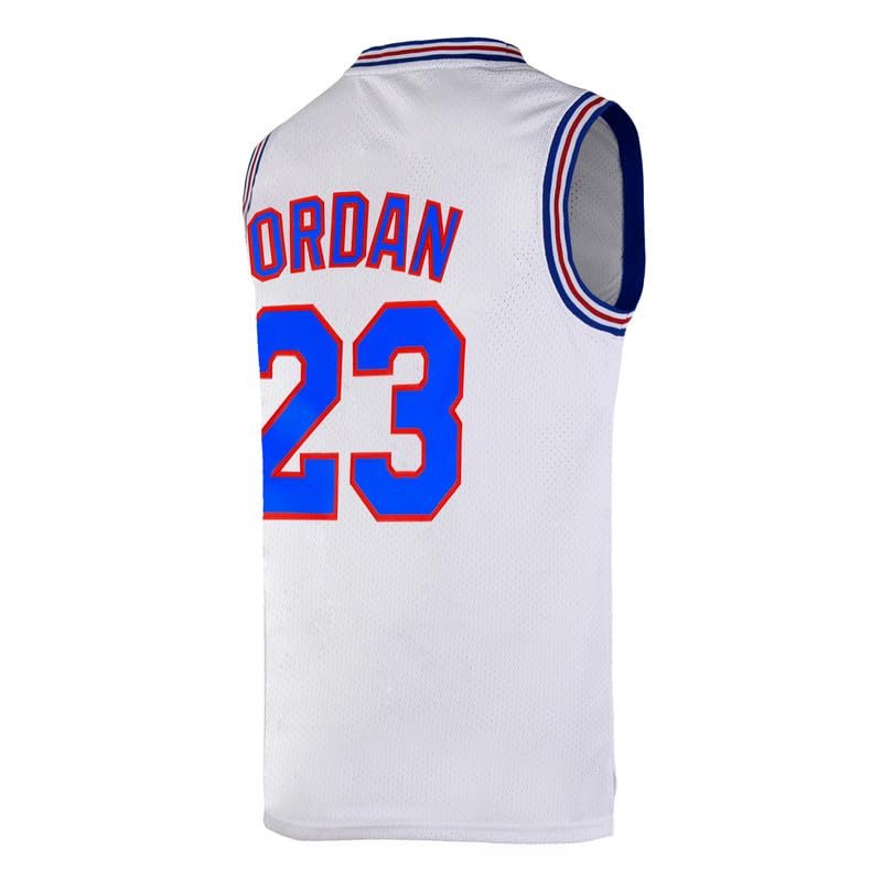 OTHERCRAZY Mens Basketball Jersey #23 Space Movie Jersey S-XXL White/Black/Blue (White, XX-Large)