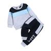 12 Months Boy Clothes Toddler Infant Long Sleeve Multi-Color Sweatshirt Tops + Pants Fall Winter Outfit Set 2Pcs, Blue Grey boy clothes 12-18M/110cm view 1