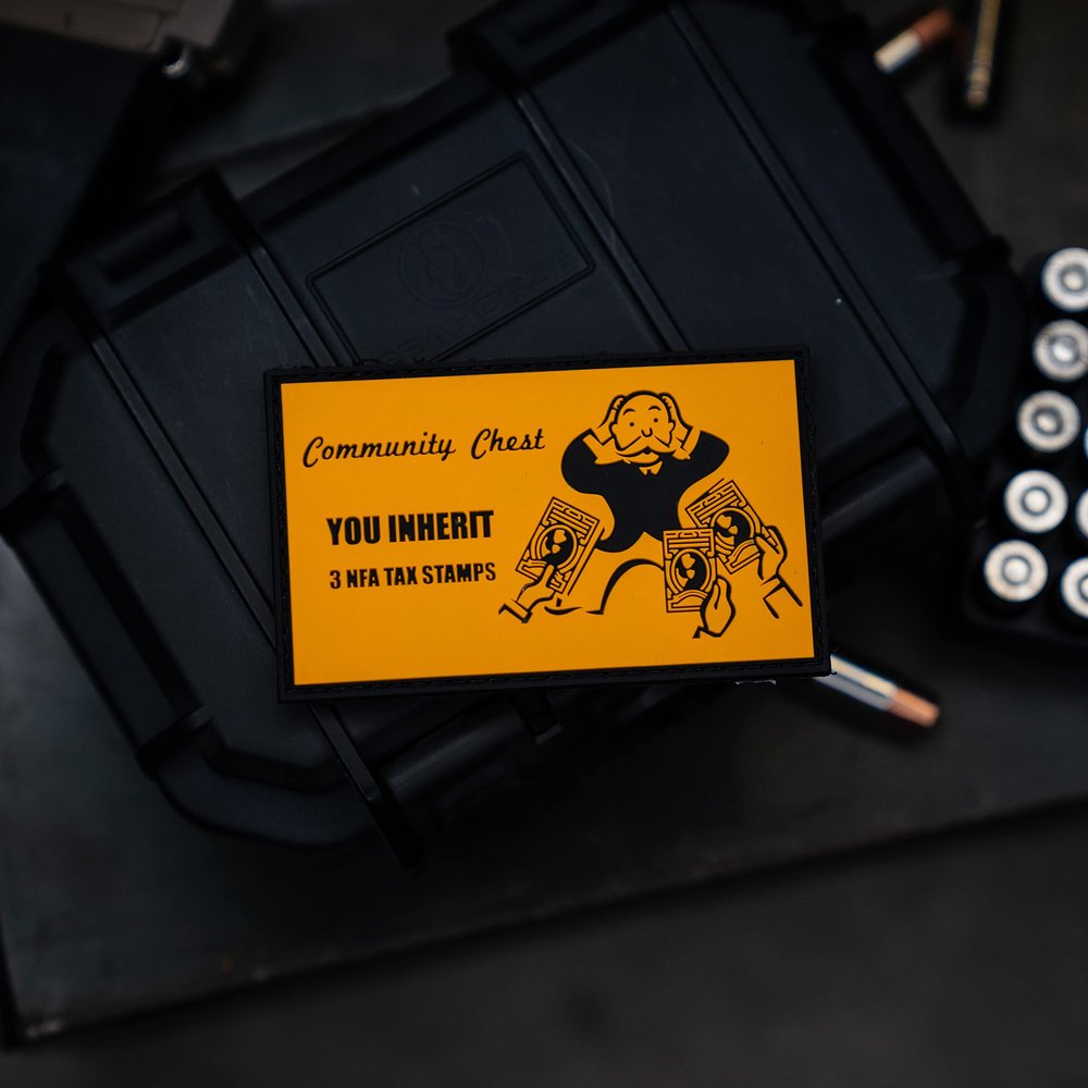 Community Chest NFA Tax Stamp 2A PVC Rubber Morale Patch  Hook Backed by NEO Tactical