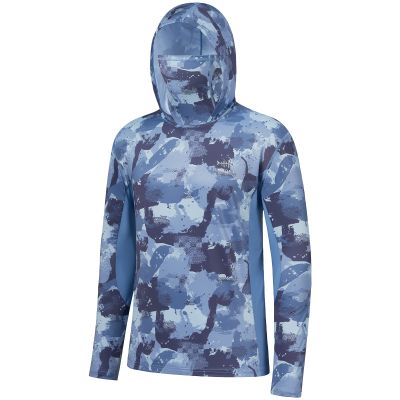 BASSDASH Mens UPF 50+ Fishing Hiking Camo Hoodie Shirt with Face Mask Lightweight Neck Gaiter Long Sleeve