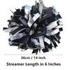 GUIFIER 6 inch 1 Pair Metallic Cheerleading Pom Pom with Baton Handle, Cheerleader Pom Poms, Cheerleading Holographic Pom Poms, Cheer Pom Poms Gifts Pompoms for Cheering Squad (Black and Silver) view 2