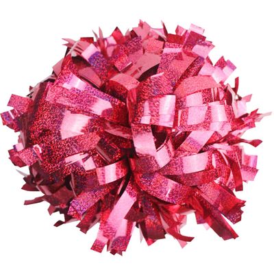 GUIFIER 6 inch 1 Pair Metallic Cheerleading Pom Pom with Baton Handle, Cheerleader Pom Poms, Cheerleading Holographic Pom Poms, Cheer Sparkle Pom Poms Gifts Pompoms for Cheering Squad (Hot Pink)
