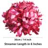 GUIFIER 6 inch 1 Pair Metallic Cheerleading Pom Pom with Baton Handle, Cheerleader Pom Poms, Cheerleading Holographic Pom Poms, Cheer Sparkle Pom Poms Gifts Pompoms for Cheering Squad (Hot Pink) view 2