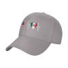 America Mexico Flag Peaked Cap Unisex Trucker Dad Hat Adjustable Casual Sports Sun Hat for Mens Womens Gray view 1