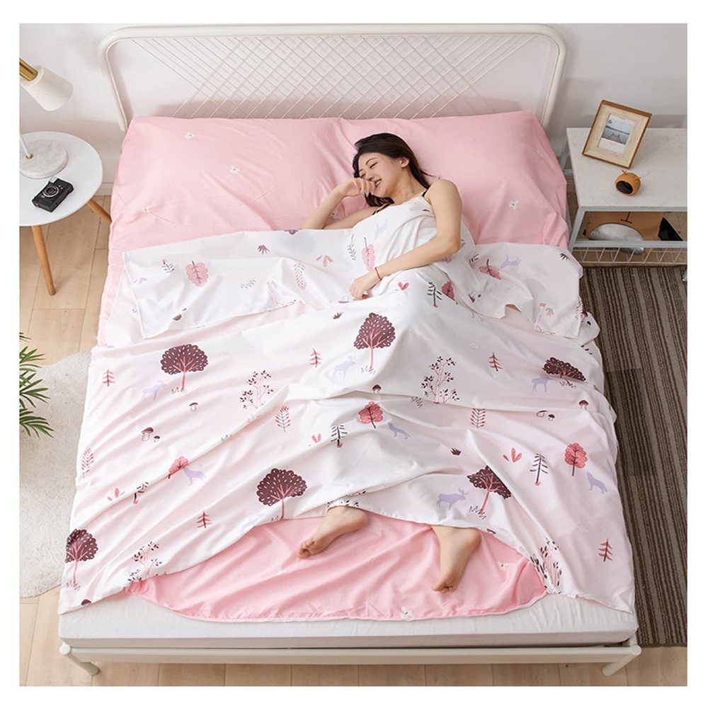 Sleeping Bag Liners Compact Cotton Sleeping Bag Liner, Outdoor Camping Travel Single Double Sleeping Bag, for Hotel Dustproof Sheets, Machine Washable (Size : 160x210cm/62.99x82.67in)