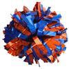 GUIFIER 6 inch 1 Pair Metallic Cheerleading Pom Pom with Baton Handle, Cheerleader Pom Poms, Cheerleading Holographic Pom Poms, Cheer Pom Poms Gifts Pompoms for Cheering Squad (Orange and Royal Blue) view 1