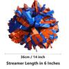 GUIFIER 6 inch 1 Pair Metallic Cheerleading Pom Pom with Baton Handle, Cheerleader Pom Poms, Cheerleading Holographic Pom Poms, Cheer Pom Poms Gifts Pompoms for Cheering Squad (Orange and Royal Blue) view 2