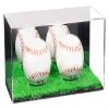 Better Display Cases Double Baseballs or Tennis Balls Clear Acrylic Display Case with Mirror and Turf Base (V62/A115) view 1