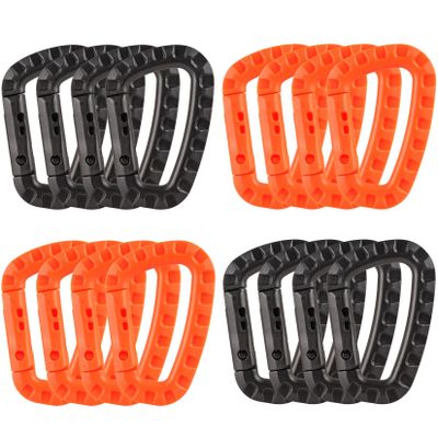 16 Pack Tactical Carabiners Keychain D Rings Spring Snap Gear Clip Utility Hooks Backpack Hanging Buckle Travelling for Camping