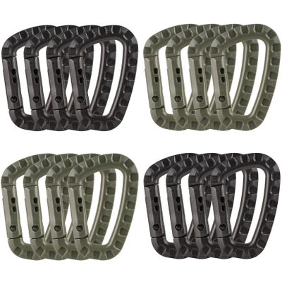 16 Pack Tactical Carabiners Keychain D Rings Spring Snap Gear Clip Utility Hooks Backpack Hanging Buckle Travelling for Camping