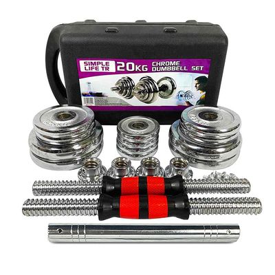 Adjustable Cast Iron Dumbbell Sets with Portable Packing Box 2In1 Dumbbells Barbell with Connecting Rod, 20KG Home Gym Training Free Weight Set for Men and Women