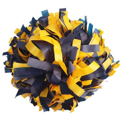 GUIFIER Pack of 2 Pom Poms Cheerleading 6 Inches Plastic Cheerleader Pom Poms with Baton Handle, Pompoms Cheer Pom Pom for Kids Girls Cheering Squad Daily Training Team Spirit (Navy Blue and Yellow)