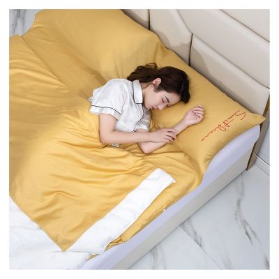 Sleeping Bag Liners Lightweight Portable Sleeping Bag Liner, Outdoor Camping Travel Compact Sleeping Bag Sheet, Comfort Cotton Hotel Bedding (Color : Yellow, Size : 180x210cm)