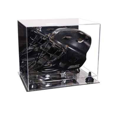 Better Display Cases Acrylic Catcher Mask Display Case with- Large Rectangle Box Mirror Case, Black Risers and Mirror Base 14.5" x 11" x 12" (V44/A002)