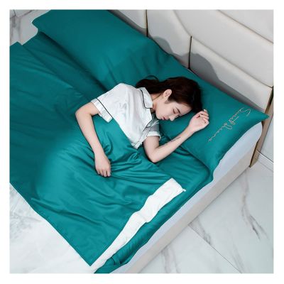 Sleeping Bag Liners Lightweight Portable Sleeping Bag Liner, Outdoor Camping Travel Compact Sleeping Bag Sheet, Comfort Cotton Hotel Bedding (Color : Green, Size : 160x210cm)