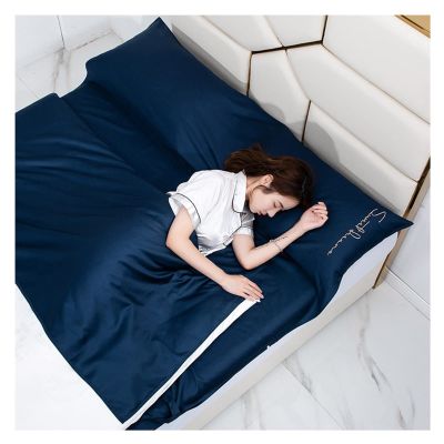 Sleeping Bag Liners Lightweight Portable Sleeping Bag Liner, Outdoor Camping Travel Compact Sleeping Bag Sheet, Comfort Cotton Hotel Bedding (Color : Navy Blue, Size : 160x210cm)