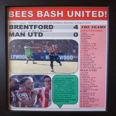Brentford 4 Manchester United 0 - 2022 Premier League - framed print
