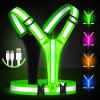 Fokia Kunbio LED Reflective Running Vest Gear,Light Up Vest Runners Night Walking USB Rechargeable,Up to 11hrs Light with Adjustable Waist/Shoulder for Women Men Kids (Green) view 1