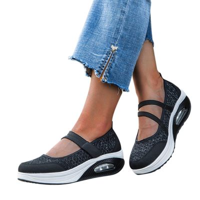 ZBYY Woman Casual Walking Shoes Comfort Sneakers Fashion Mesh Wedge Sneaker Lightweight Nurse Loafers Mary Jane Shoes