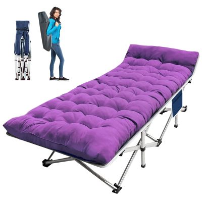 Faysore Camping Cot Cots for Sleeping with Mattress Cots for Camping for Adults with Camfortable Pad Heavy Duty Camping Bed with Carry Bag Folding Cot for Hiking Home Office Nap and Vacation